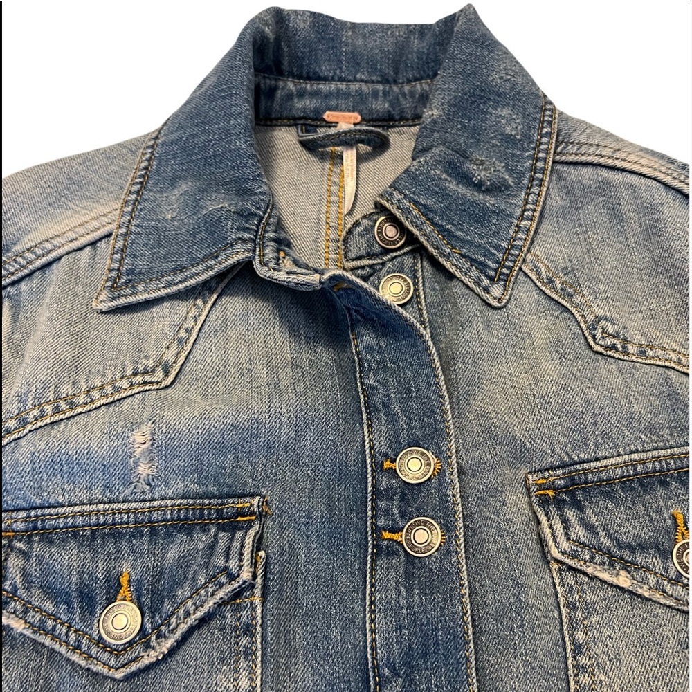 Free People frayed and distressed Jean jacket